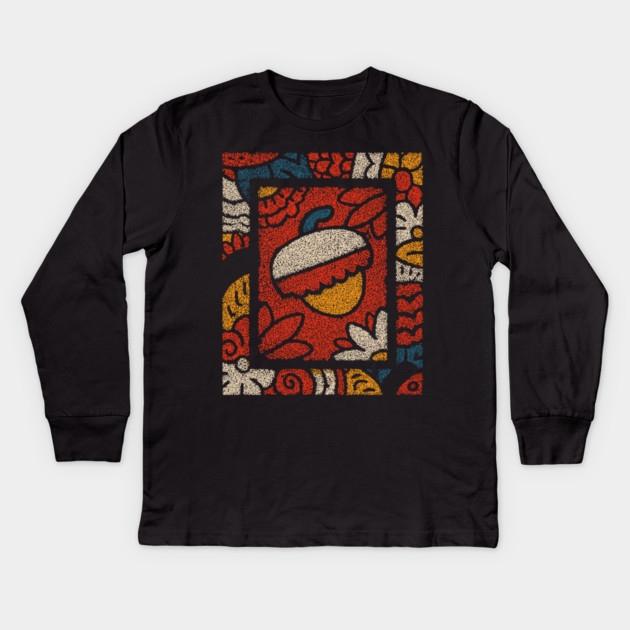 Autumn Window | A Framed Folk Art Composition Kids Long Sleeve T-Shirt by TuncGK