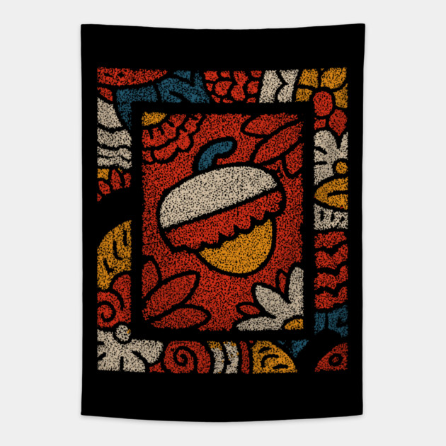 Autumn Window | A Framed Folk Art Composition Tapestry by TuncGK