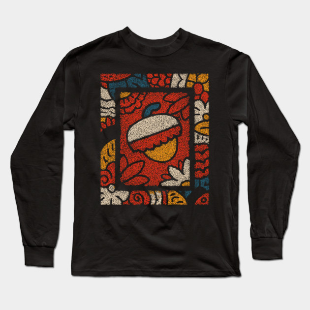 Autumn Window | A Framed Folk Art Composition Long Sleeve T-Shirt by TuncGK