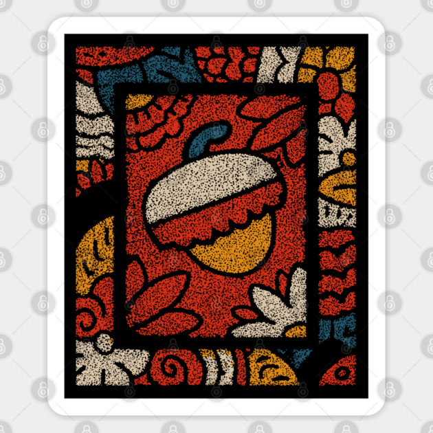 Autumn Window | A Framed Folk Art Composition Sticker by TuncGK