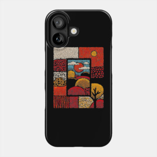 Abstract Mosaic Landscape | A Stippled Folk Art Quilt Phone Case