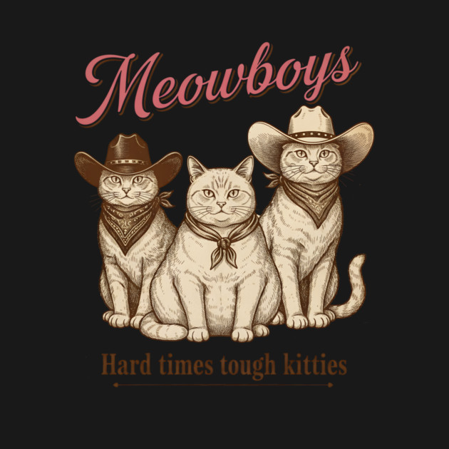 Meowboys Western Cat Cowboys - Hard Times Call for Tough Kitties Vintage Cowboy Cat Meowboys by ArtistTee ⭐⭐⭐⭐⭐