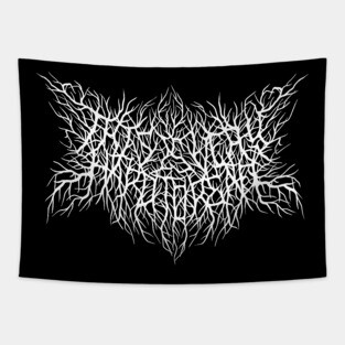 This is Very hard to Read Metal Logo Tapestry