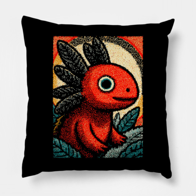 Mythical Red Axolotl | The Fire Elemental Spirit Pillow by TuncGK