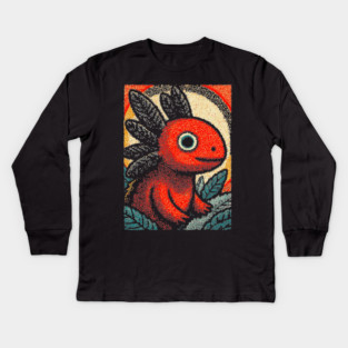 Mythical Red Axolotl | The Fire Elemental Spirit Kids Long Sleeve T-Shirt