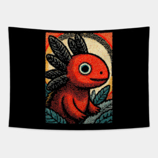 Mythical Red Axolotl | The Fire Elemental Spirit Tapestry