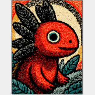 Mythical Red Axolotl | The Fire Elemental Spirit Posters and Art