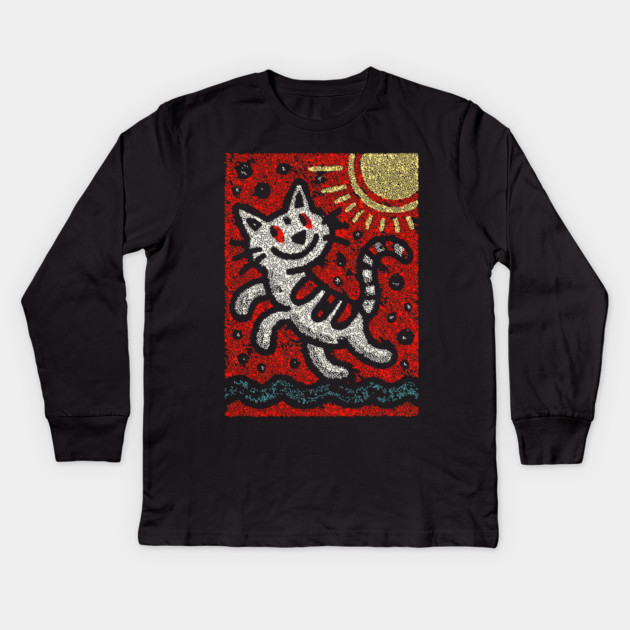 Prankster Cat | The Mischievous Sun Worshipper Kids Long Sleeve T-Shirt by TuncGK
