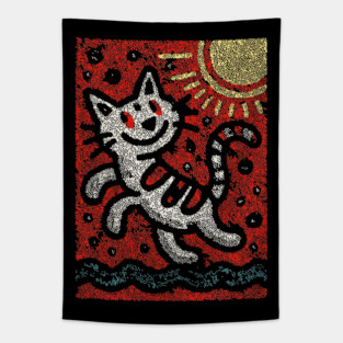 Prankster Cat | The Mischievous Sun Worshipper Tapestry