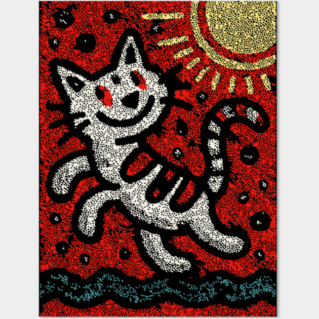 Prankster Cat | The Mischievous Sun Worshipper Wall Art by TuncGK