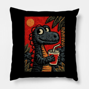 Tropical T-Rex | The Prehistoric Vacationer Pillow
