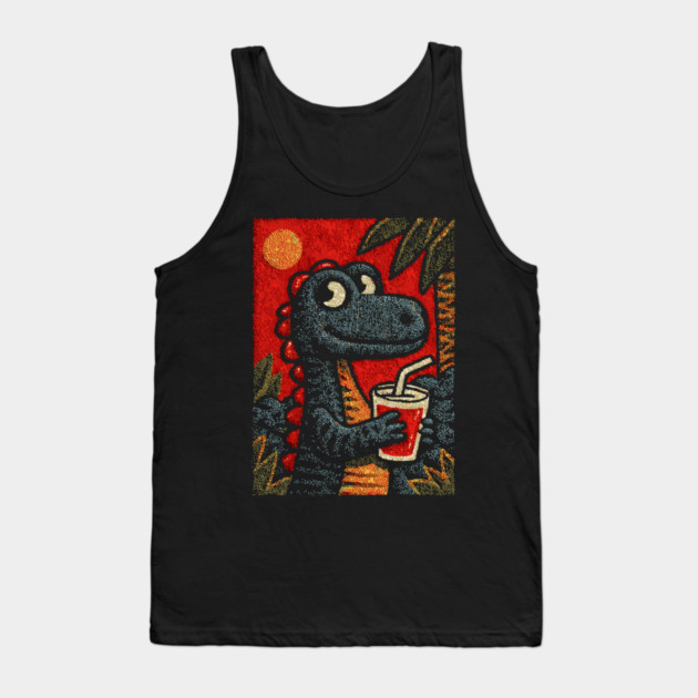 Tropical T-Rex | The Prehistoric Vacationer Tank Top by TuncGK