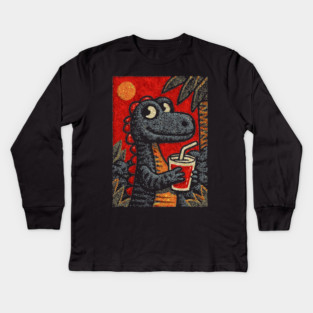 Tropical T-Rex | The Prehistoric Vacationer Kids Long Sleeve T-Shirt