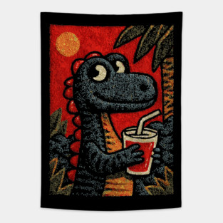 Tropical T-Rex | The Prehistoric Vacationer Tapestry