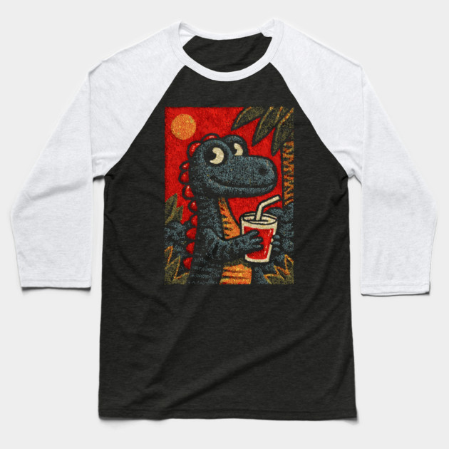 Tropical T-Rex | The Prehistoric Vacationer Baseball T-Shirt by TuncGK