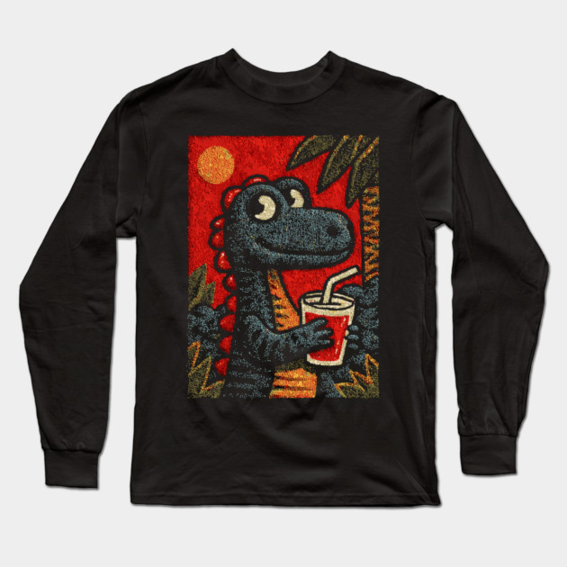 Tropical T-Rex | The Prehistoric Vacationer Long Sleeve T-Shirt by TuncGK