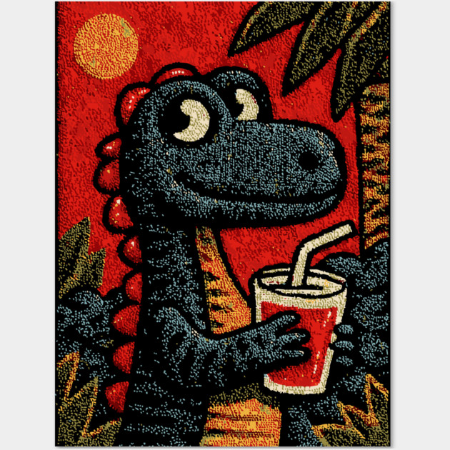 Tropical T-Rex | The Prehistoric Vacationer Wall Art by TuncGK