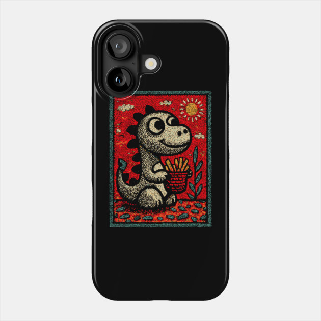 Dinosaur Snack Time | The French Fry Fanatic Phone Case by TuncGK