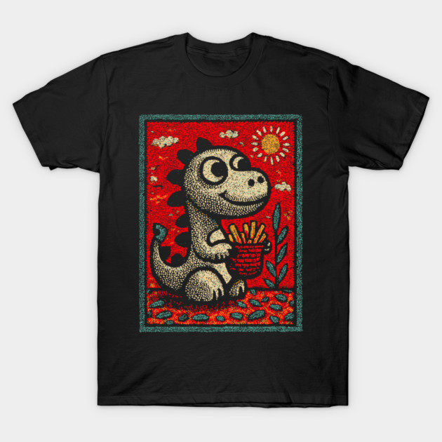 Dinosaur Snack Time | The French Fry Fanatic T-Shirt by TuncGK
