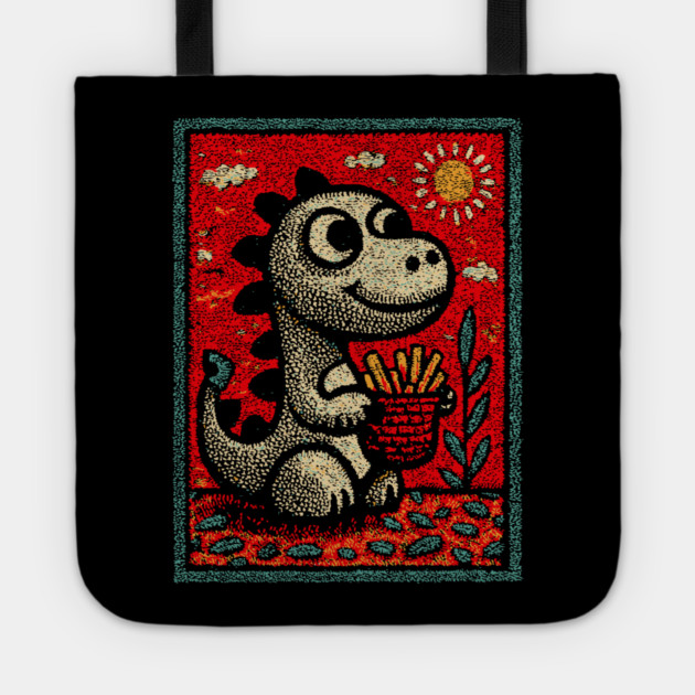 Dinosaur Snack Time | The French Fry Fanatic Tote by TuncGK