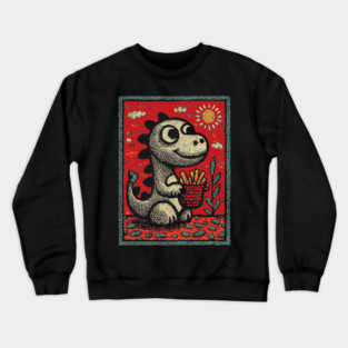 Dinosaur Snack Time | The French Fry Fanatic Crewneck Sweatshirt