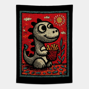 Dinosaur Snack Time | The French Fry Fanatic Tapestry