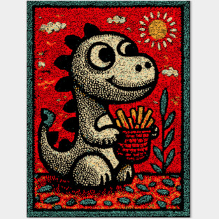 Dinosaur Snack Time | The French Fry Fanatic Posters and Art