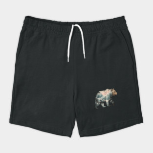 Grizzly Bear Double Exposure Snowy Winter Landscape Shorts