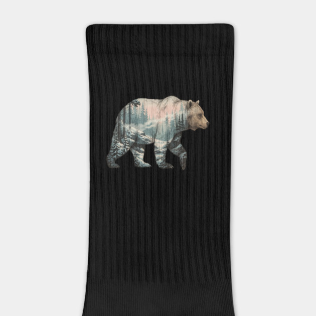 Grizzly Bear Double Exposure Snowy Winter Landscape by BirdsnStuff