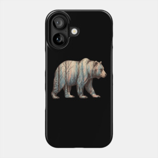 Grizzly Bear Double Exposure Winter Forest Woods Graphic Phone Case