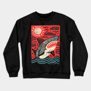 Primal Shark | The Apex Predator Linocut Crewneck Sweatshirt