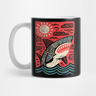 Primal Shark | The Apex Predator Linocut Mug
