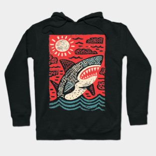 Primal Shark | The Apex Predator Linocut Hoodie