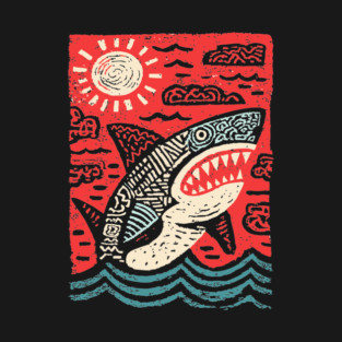 Primal Shark | The Apex Predator Linocut T-Shirt