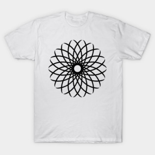 Geometric Floral Mandala Pattern – Black and White Abstract Design T-Shirt