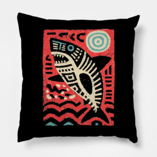 Tribal Shark Glyph | The Ancient Sea Guardian Pillow