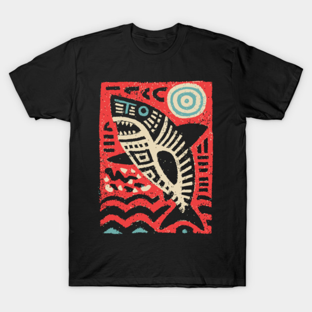 Tribal Shark Glyph | The Ancient Sea Guardian T-Shirt by TuncGK