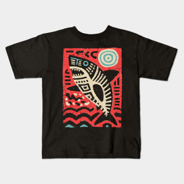 Tribal Shark Glyph | The Ancient Sea Guardian Kids T-Shirt by TuncGK