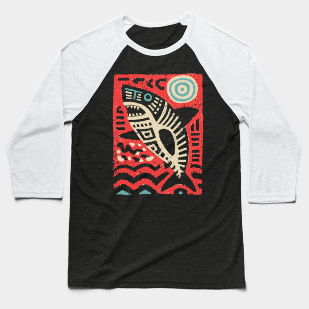 Tribal Shark Glyph | The Ancient Sea Guardian Baseball T-Shirt by TuncGK