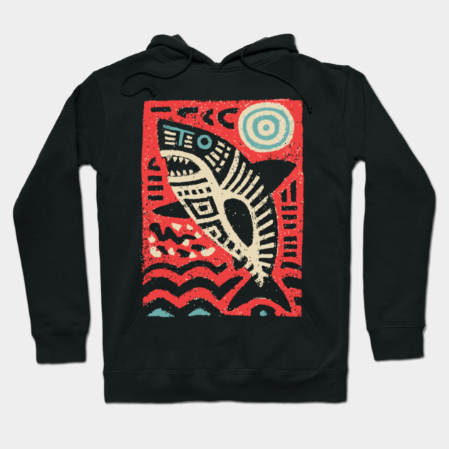 Tribal Shark Glyph | The Ancient Sea Guardian Hoodie by TuncGK