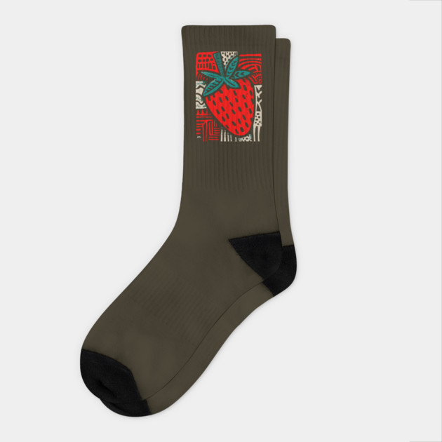 Abstract Strawberry | The Bold Pop Art Fruit Socks by TuncGK
