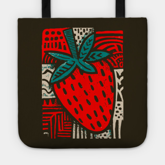Abstract Strawberry | The Bold Pop Art Fruit Tote by TuncGK
