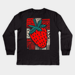 Abstract Strawberry | The Bold Pop Art Fruit Kids Long Sleeve T-Shirt