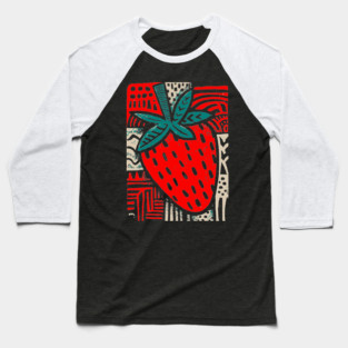 Abstract Strawberry | The Bold Pop Art Fruit Baseball T-Shirt