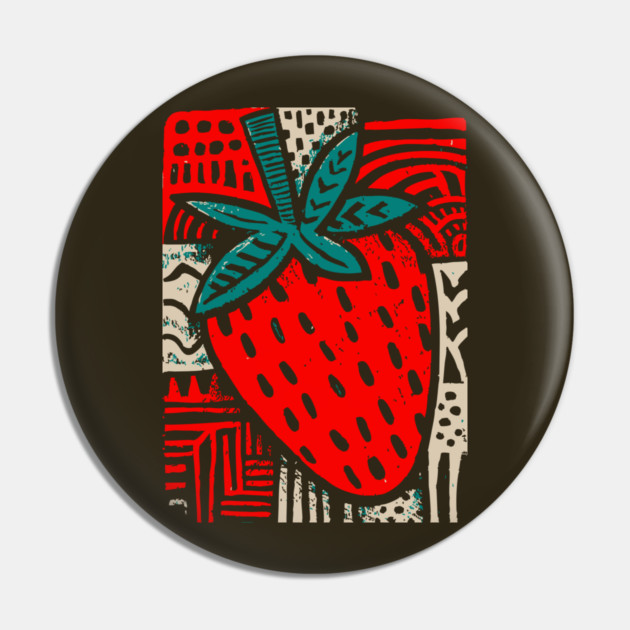 Abstract Strawberry | The Bold Pop Art Fruit Pin by TuncGK