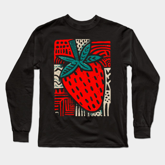 Abstract Strawberry | The Bold Pop Art Fruit Long Sleeve T-Shirt by TuncGK