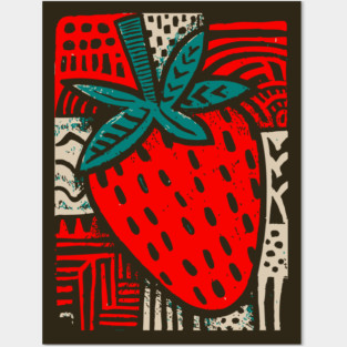 Abstract Strawberry | The Bold Pop Art Fruit Posters and Art