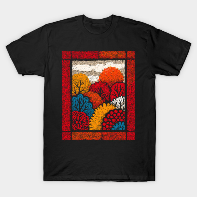 Autumn Forest Tapestry | The Embroidered Woods T-Shirt by TuncGK