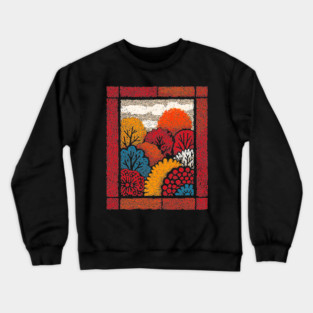 Autumn Forest Tapestry | The Embroidered Woods Crewneck Sweatshirt
