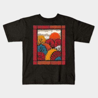 Autumn Forest Tapestry | The Embroidered Woods Kids T-Shirt